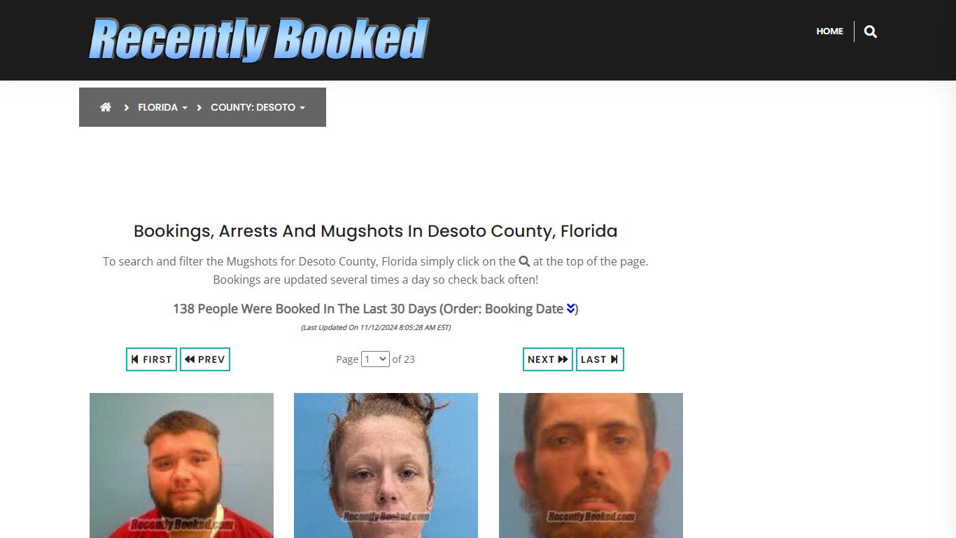 Bookings, Arrests and Mugshots in Desoto County, Florida - Recently Booked