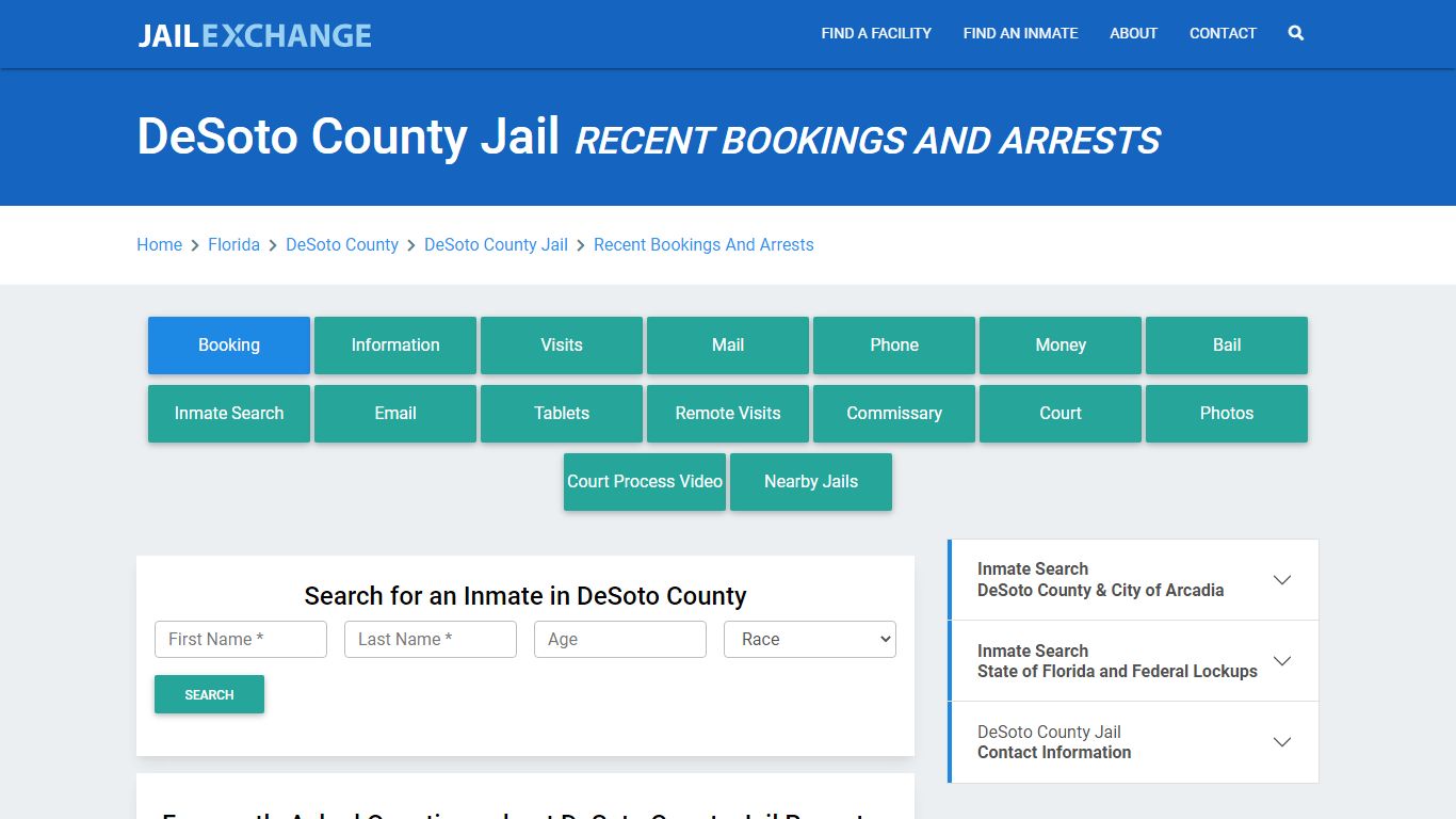 DeSoto County Jail FL Recent Arrests and Bookings - Jail Exchange